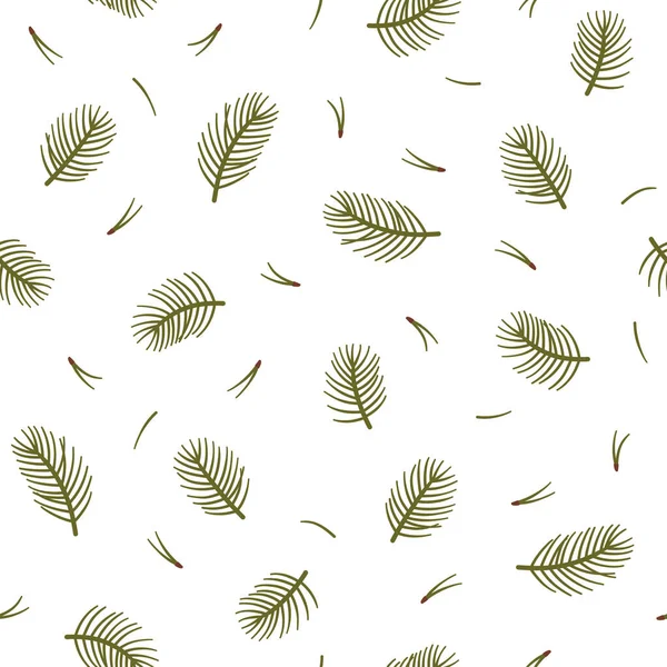 Motif Vectoriel Sans Couture Avec Branches Aiguilles Conifères Sur Fond — Image vectorielle