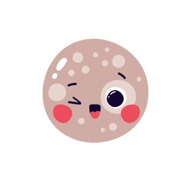 Beyaz arkaplanda izole edilmiş şirin vektör çizimi gezegen civası