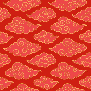 Çin tarzında bulutlu kusursuz vektör deseni