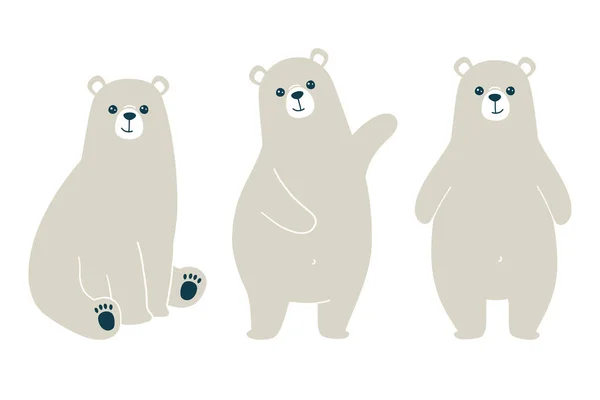 Vektorová Ilustrace Roztomilých Ledních Medvědů Izolováno Bílém Pozadí Stock Ilustrace