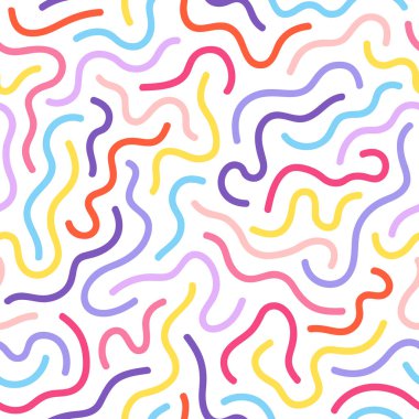 Renkli kıvrımlı çizgileri olan soyut ve pürüzsüz vektör deseni