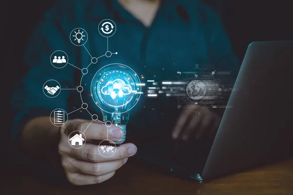 Fikir ve veri bağlantısı, küresel dijital veri çevrimiçi, iş için veri indirme ve kaydetme aracı.