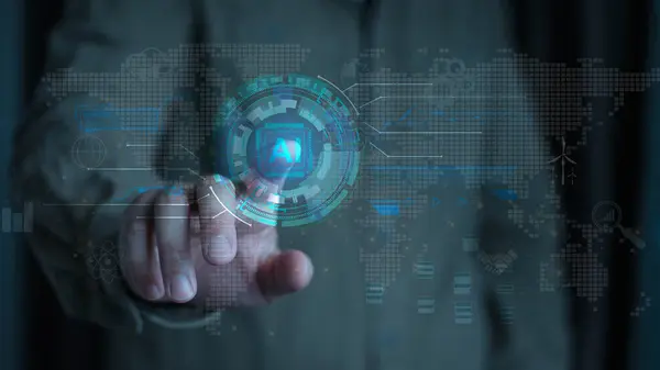 Ai Sanal Dokunuş Arayüzü Hologram Teknoloji Ekranı ile Etkileşim.