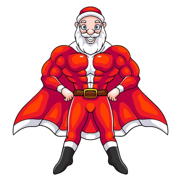 Мультфильм Супер Герой Санта Клаус Изолированы Белом Фоне — стоковый вектор