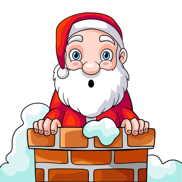 Desenhos Animados Santa Claus Chaminé Isolado Fundo Branco —  Vetores de Stock