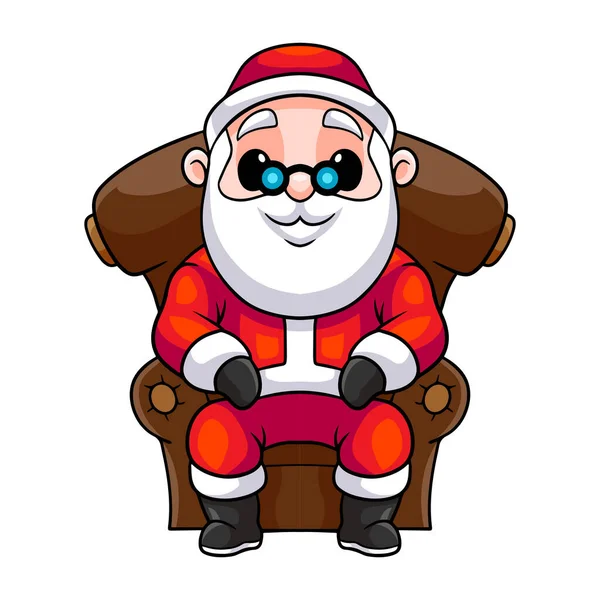 Dibujos Animados Lindo Santa Claus Sentado Sofá — Vector de stock