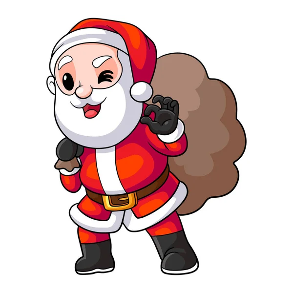 Санта Клаус Бегает Мешком Подарков — стоковый вектор