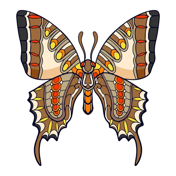 白を基調としたカラフルな蝶曼荼羅図 — ストックベクタ