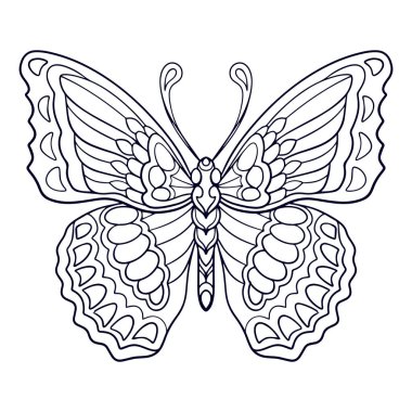 Güzel kelebek mandala sanatları beyaz arka planda izole edilmiştir.