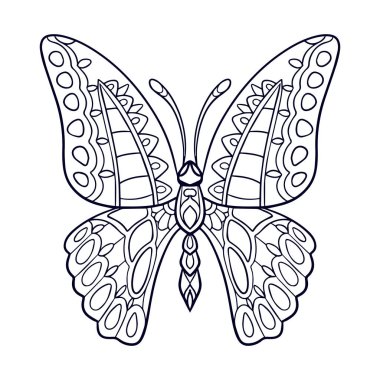 Güzel kelebek mandala sanatları beyaz arka planda izole edilmiştir.