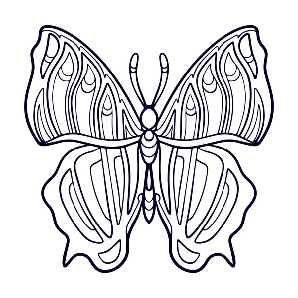Hermosa Mariposa Mandala Artes Aisladas Sobre Fondo Blanco — Archivo Imágenes Vectoriales