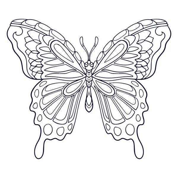 Mooie Vlinder Mandala Kunst Geïsoleerd Witte Achtergrond — Stockvector