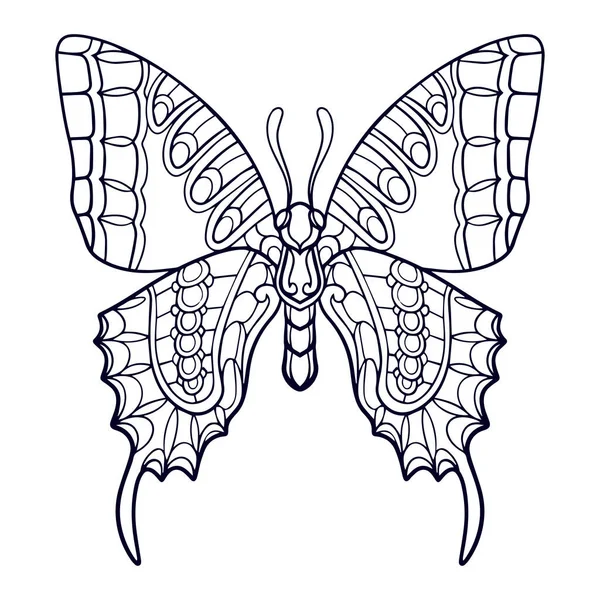 Schöne Schmetterling Mandala Kunst Isoliert Auf Weißem Hintergrund — Stockvektor