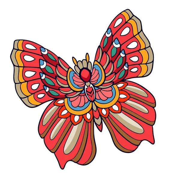 Artes Mandala Mariposa Colorido Aislado Sobre Fondo Blanco — Archivo Imágenes Vectoriales