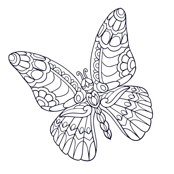 Beaux Papillons Mandala Arts Isolés Sur Fond Blanc — Image vectorielle