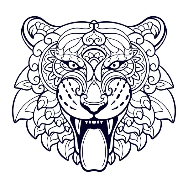 Tiger Head Mandala Arts Isolé Sur Fond Blanc — Image vectorielle