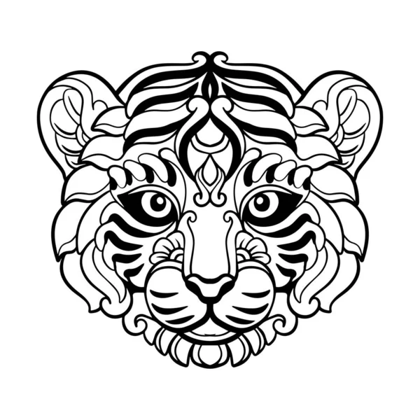 Tiger Head Mandala Τέχνες Που Απομονώνονται Λευκό Φόντο — Διανυσματικό Αρχείο