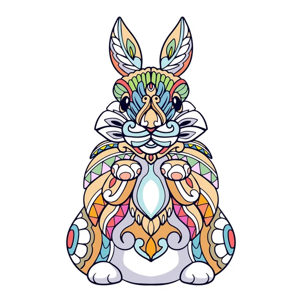 Colorful Rabbit Mandala Arts Isolated White Background — Stock Vector