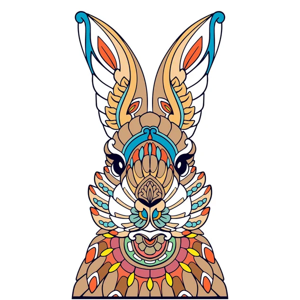 Colorido Conejo Mandala Artes Aisladas Sobre Fondo Blanco — Archivo Imágenes Vectoriales