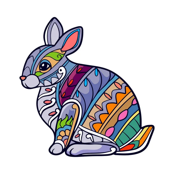 Colorful Rabbit Mandala Arts Isolated White Background — Stock Vector