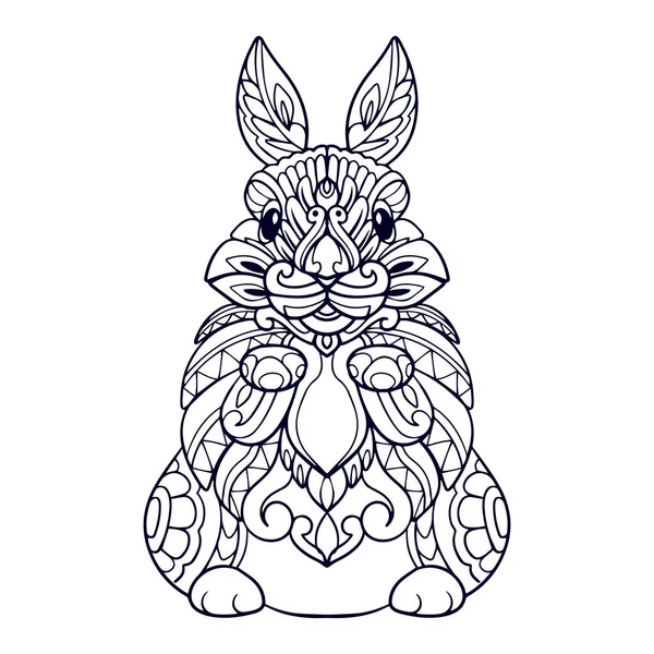 Beautiful Rabbit Mandala Arts Isolated White Background — Stock Vector