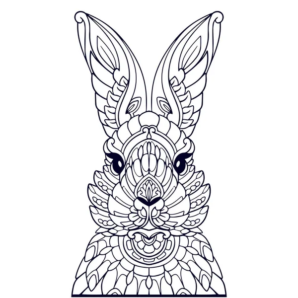 Güzel Tavşan Mandala Sanatı Beyaz Arka Planda Izole — Stok Vektör