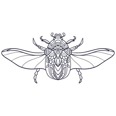 Güzel Böcek mandala sanatı beyaz arka planda izole