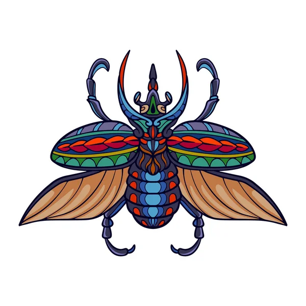 Colorful Beetle Mandala Arts Isolated White Background — Stock Vector