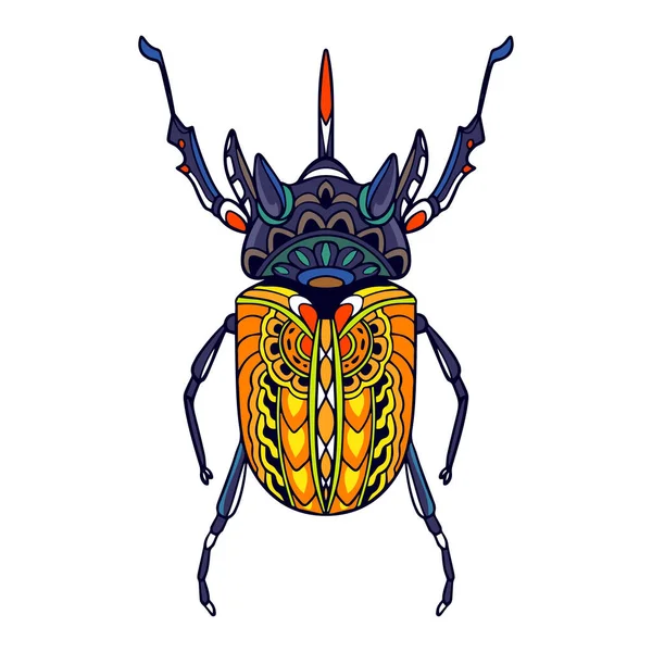 Colorido Escarabajo Mandala Artes Aisladas Sobre Fondo Blanco — Archivo Imágenes Vectoriales