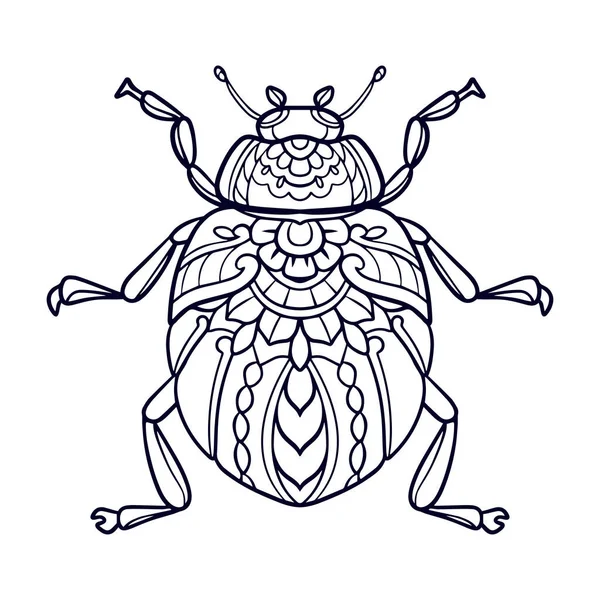 Hermoso Escarabajo Mandala Artes Aisladas Sobre Fondo Blanco — Archivo Imágenes Vectoriales