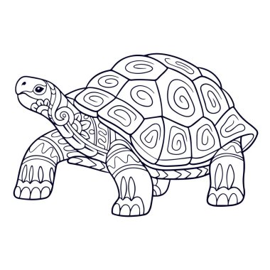 Güzel Kaplumbağa Mandala Sanatları. beyaz arkaplanda izole.