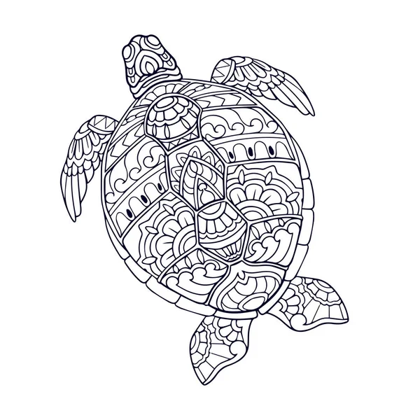 Güzel Kaplumbağa Mandala Sanatları. beyaz arkaplanda izole.