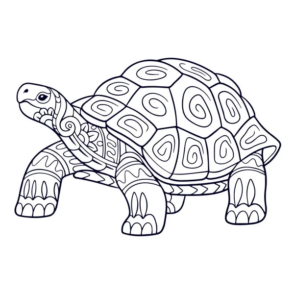 Schöne Schildkröte Mandala Kunst Isoliert Auf Weißem Hintergrund — Stockvektor
