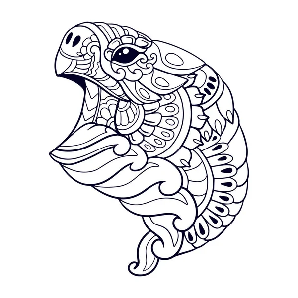 Krásné Želví Mandala Umění Izolované Bílém Pozadí — Stockový vektor
