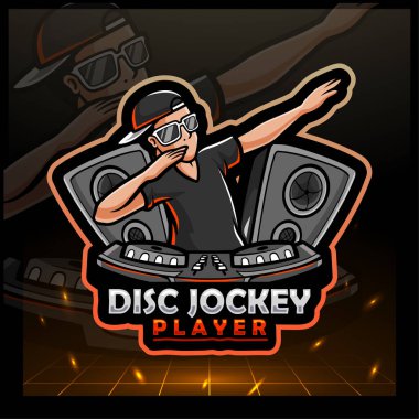 Disk Jokeyi maskotu. Spor logosu tasarımı