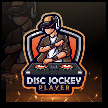 Disk Jokeyi maskotu. Spor logosu tasarımı