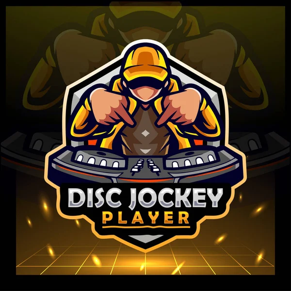 Maskotka Disc Jockey Projekt Logo Sportowego — Wektor stockowy