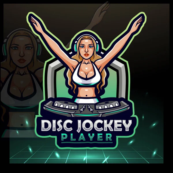 Mascotte Disc Jockey Design Logo Sportif — Image vectorielle
