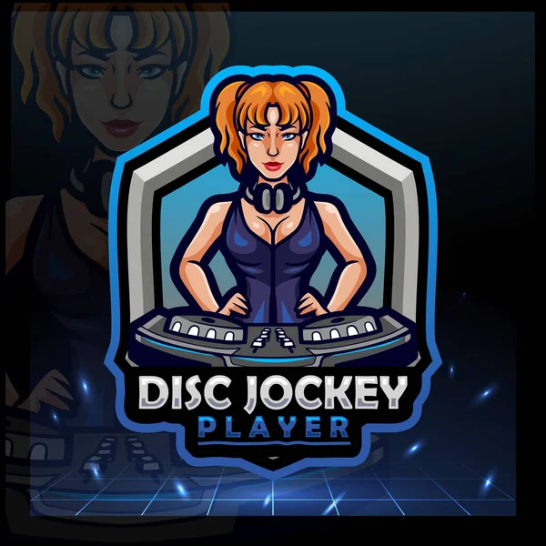Maskot Disc Jockey Desain Logo Olahraga - Stok Vektor