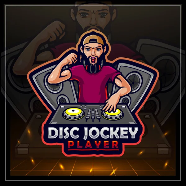 Disc Jockey Mascot Sports Logo Design — Stock Vector