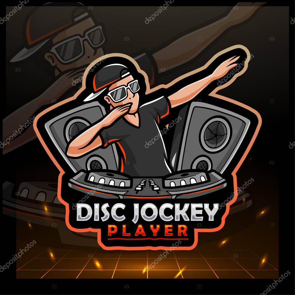 Disc Jockey mascot. e sports logo design