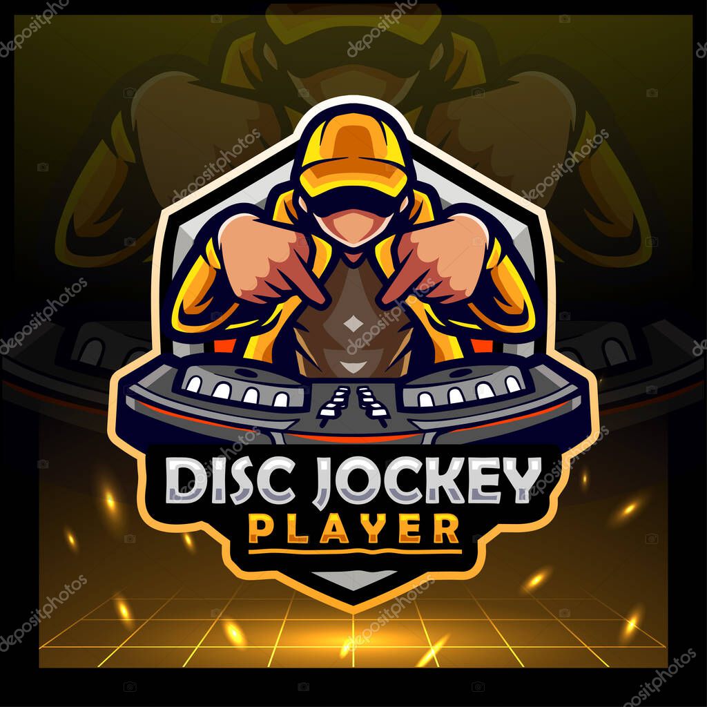 Disc Jockey mascot. e sports logo design