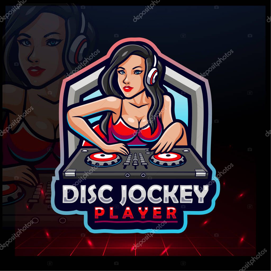 Disc Jockey mascot. e sports logo design