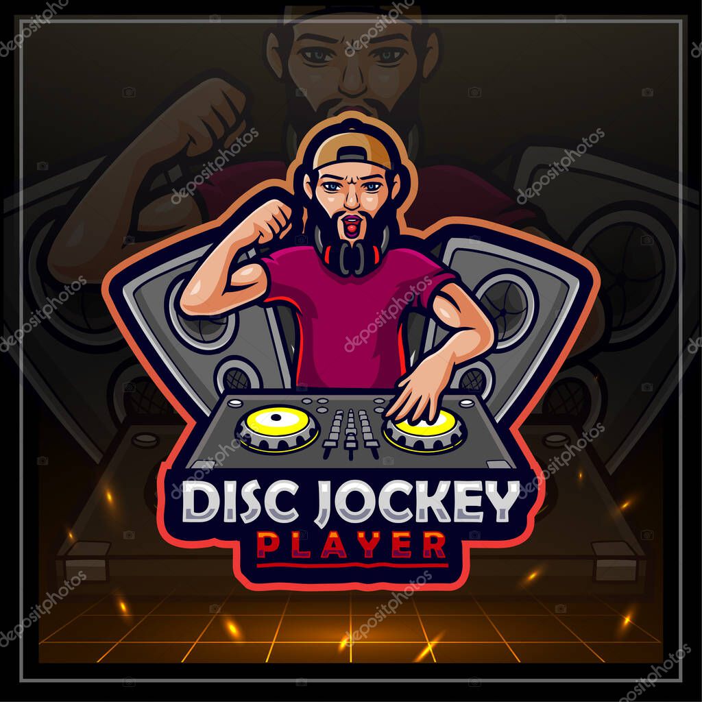 Disc Jockey mascot. e sports logo design