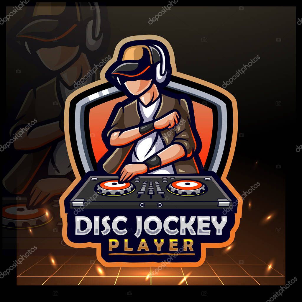Disc Jockey mascot. e sports logo design
