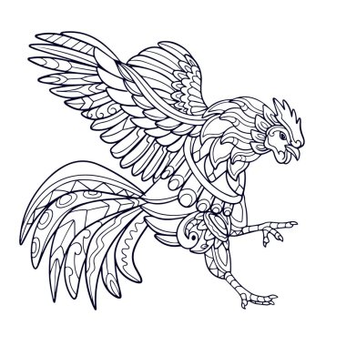 Güzel Horoz mandala sanatı beyaz arka planda izole