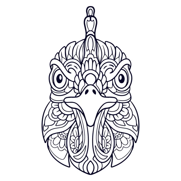 Indah Mandala Rooster Seni Terisolasi Pada Latar Belakang Putih - Stok Vektor