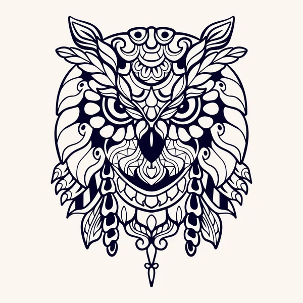 Beautiful Owl Mandala Arts Isolated White Background — Stock Vector