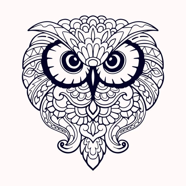 Beautiful Owl Mandala Arts Isolated White Background — Stock Vector