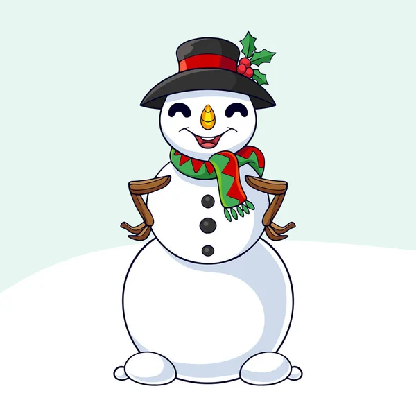 Muñeco Nieve Dibujos Animados Divertirse Invierno — Vector de stock